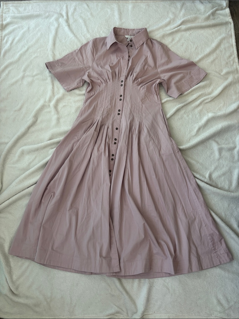 Banana Republic Poplin Pintuck Midi Dress - Size M, Dusty Rose Pink